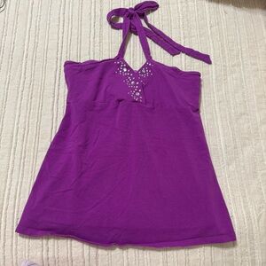 Y2K Victoria's Secret Purple Rhinestone Halter Bra Top